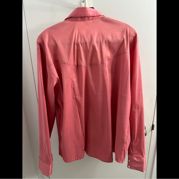 Shiny Pink taffeta cowgirl western pearl snap shirt XXL - Picture 2 of 2